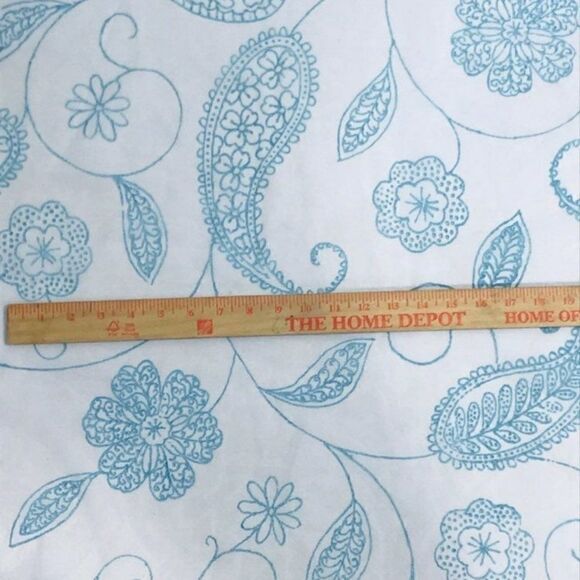 Floral Blue Flowers Semi Sheer Fabric - Picture 3 of 5